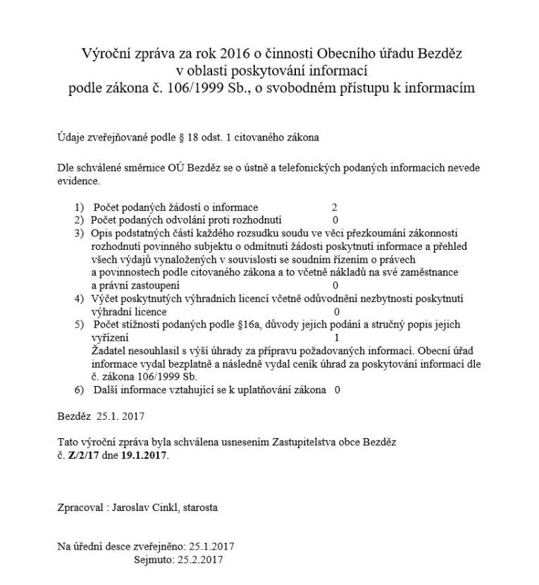 Výroční zpráva za&nbsp;rok 2016